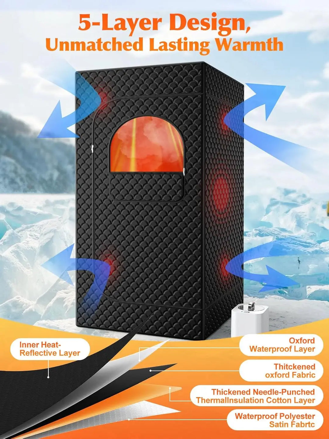 Portable Sauna Box for Home, Personal SPA Steam Sauna with 10 Min Fast Heating & 9 Levels Heat, Warm Sauna Tent with 3L/1200W St