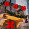 Festive Red Velvet Ribbon Bow with Sparkling Gold Trim - Elegant Holiday Tree Decoration or Gift Topper