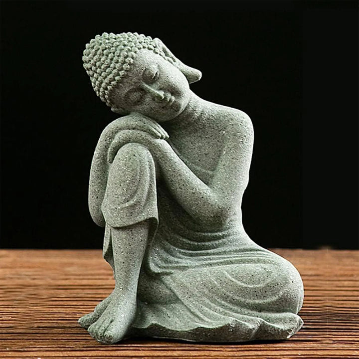Green Sandstone Statue – Zen Buddhist Sculpture for Home & Meditation Room Décor | Trufairs