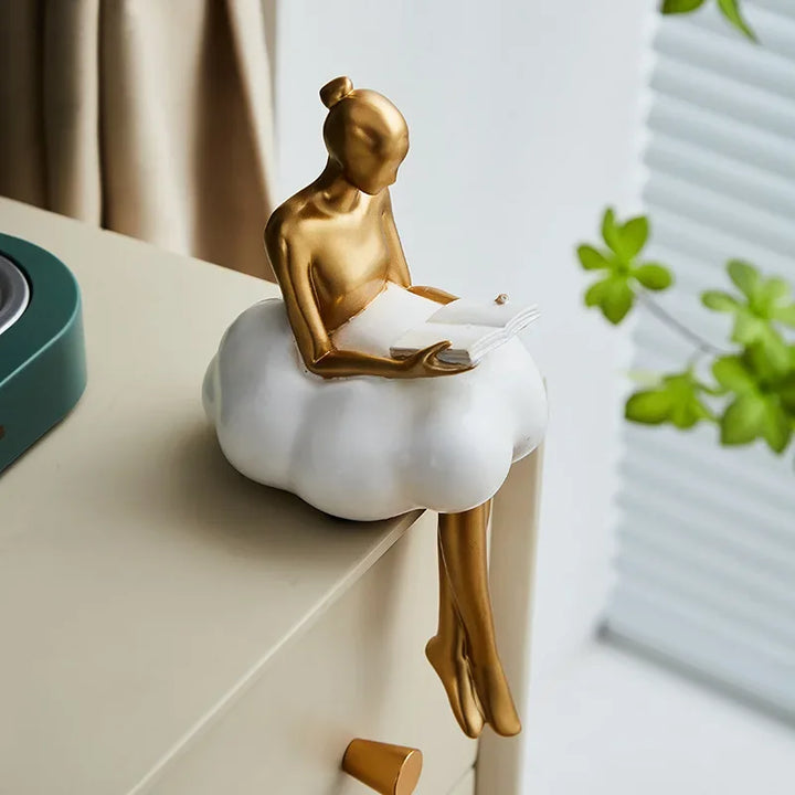 Light Luxury Cloud Girl Golden Ornament Resin Originality Desktop Humanoid Decoration Ballet Sculpture A Living Room For Home