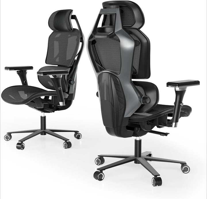 Gaming Chair, Office Desk Chair with Lumbar Support, Ergonomic Mesh Gaming Chair with 4D Armrests, High Back Comfortable