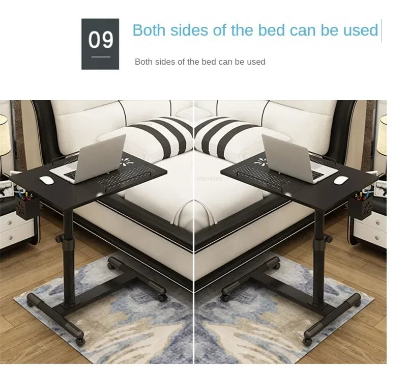 Creative Foldable Computer Desks Living Room Sofa Lazy Bed Office Desk with Wheels Lifting Bedside Table European Home Furniture