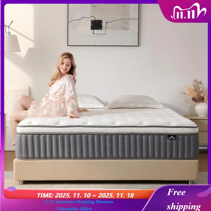 10 Inch Queen Size Hybrid Mattress with Gel Memory Foam and Individual Pocketed Coils for Motion Isolation & Edge Support