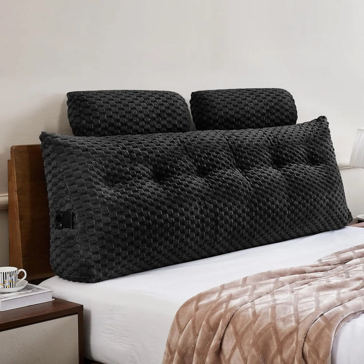 Wedge Headboard Pillow - Bed Wedge Pillow for Headboard Triangular Headboard Pillow with Neck Roll Pillow-Large Bolster Pillow f