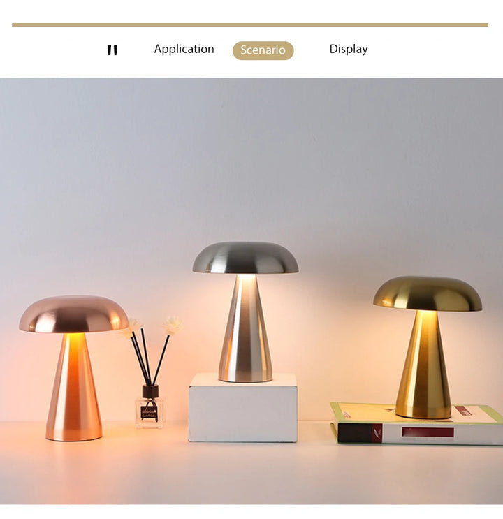 Retro table lamp Mushroom LED Night Light Rechargeable desk lamp Touch Sensor Reading Lights  for bedroom  Restaurant Bar Decor