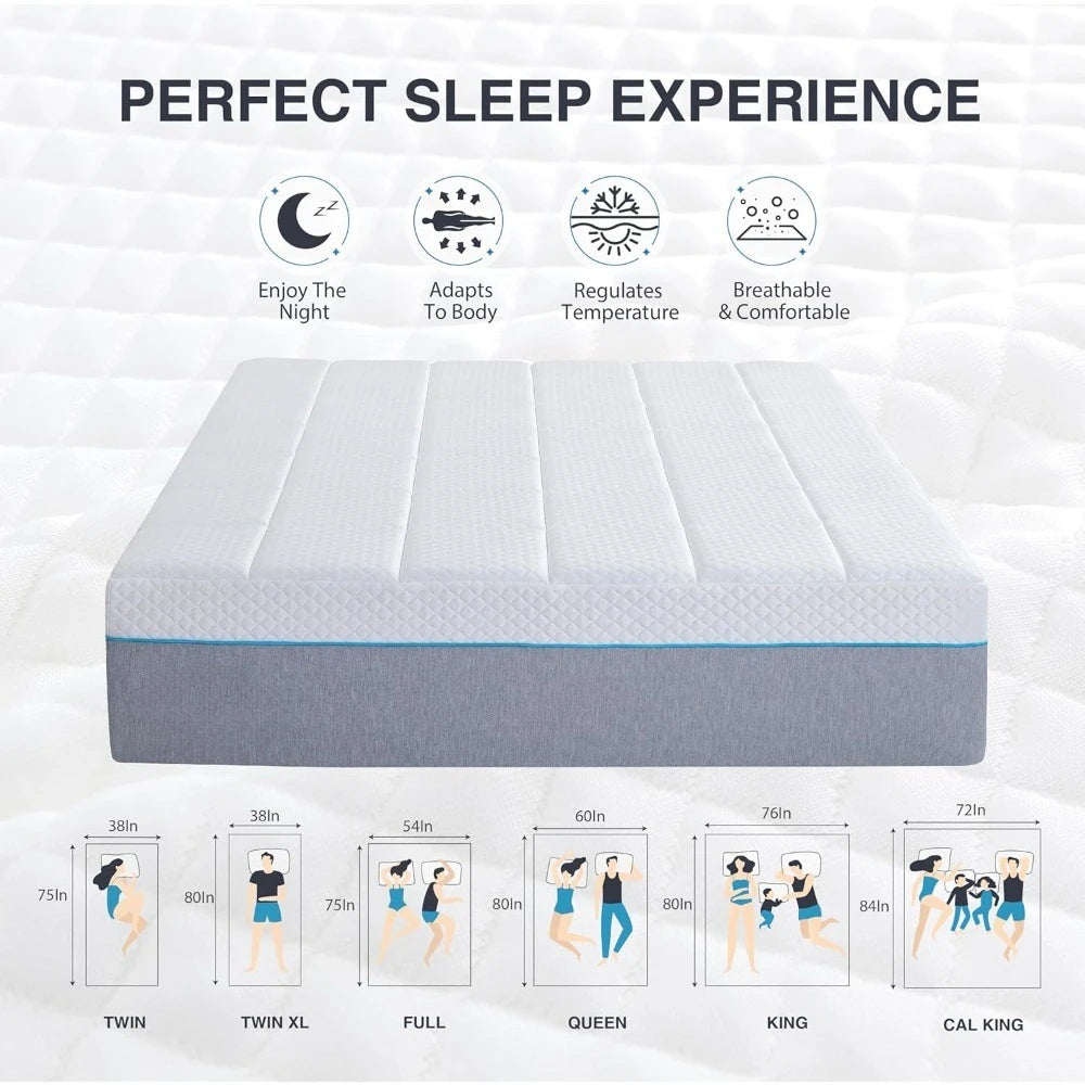 14 Inch Gel Memory Foam CertiPUR-US Certified Mattress in A Box, Foam Made in USA