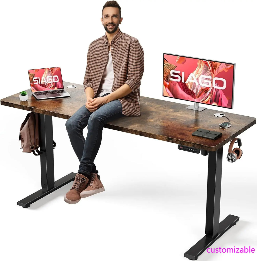 Electric Standing Desk Adjustable-63 x 24 Inch Sit Stand up Desk with Cable Management - 3 Memory Preset Adjustable Height Table