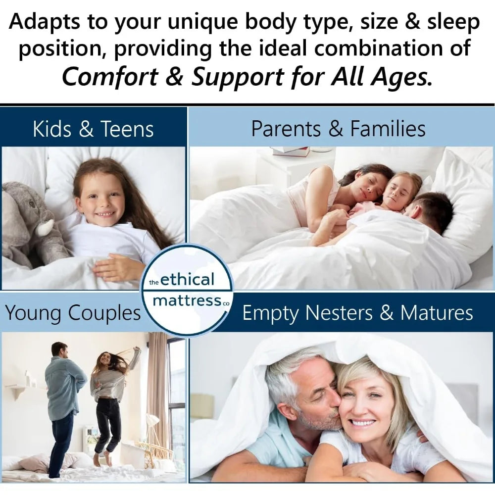 10" Toxin-Free Hybrid Mattress, Made in The USA with Organic Cotton, Wool, Latex & Pocketed Coils (No Fiberglass or Polyfoams)