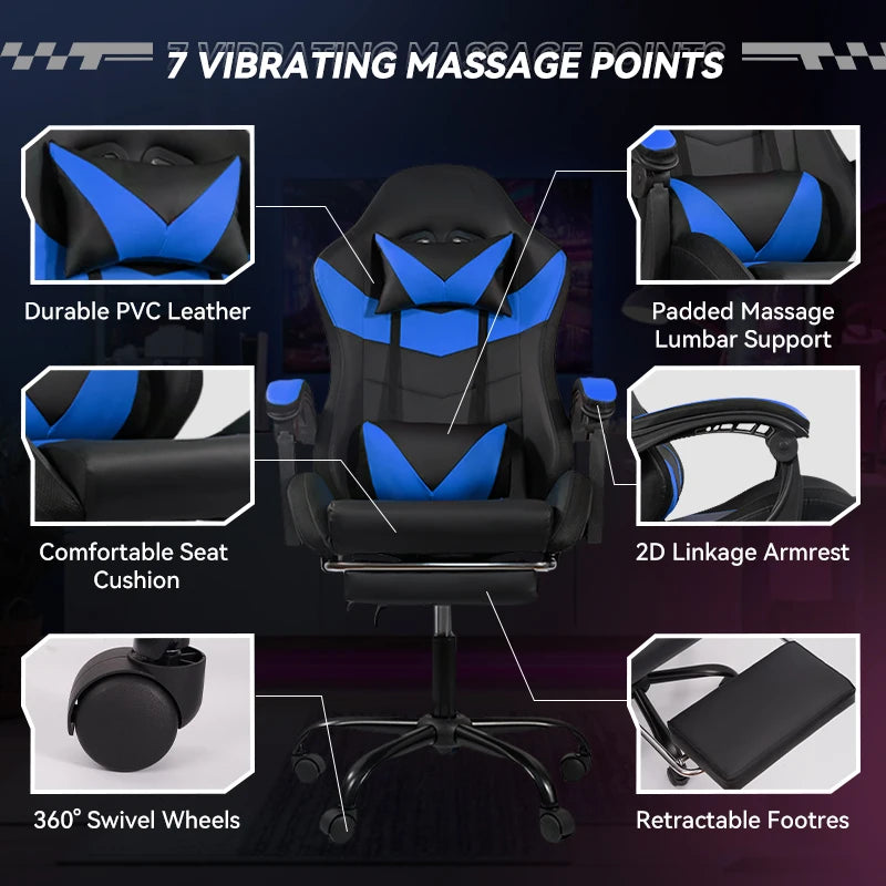 Nalupatio Ergonomic Office Chair, Leather E-Sports Chair,Gaming Chair, Rotatable Adjustable Headrest，For Offices Or Gaming Halls