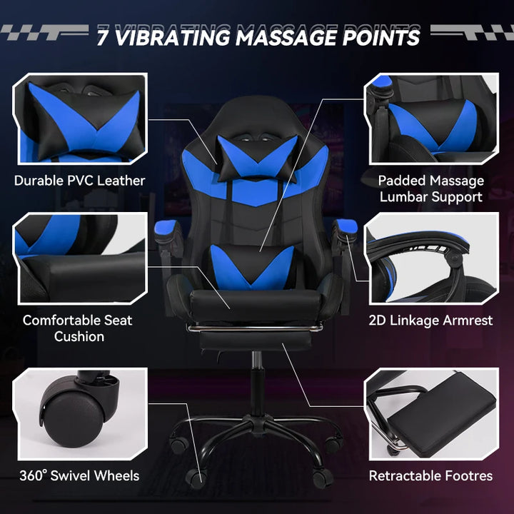Nalupatio Ergonomic Office Chair, Leather E-Sports Chair,Gaming Chair, Rotatable Adjustable Headrest，For Offices Or Gaming Halls