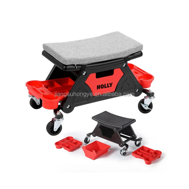 Adjustable height 360 ° rotating workshop seat with tool tray storage mechanical bench chair rolling workshop stool for garage