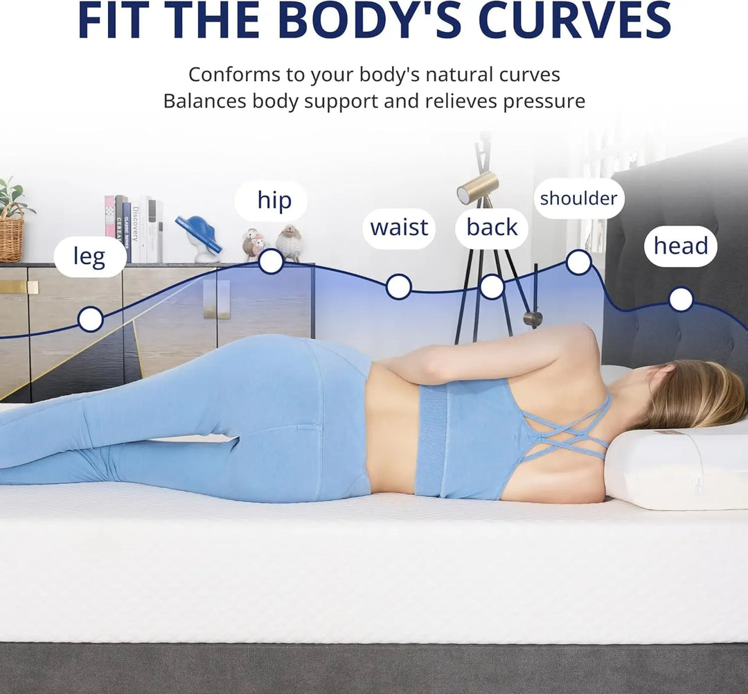 Twin XL Mattress 10 Inch Green Tea Memory Foam Mattress for Cool Sleep Pressure Relief Fiberglass Free Bed in a Box Removable Wa