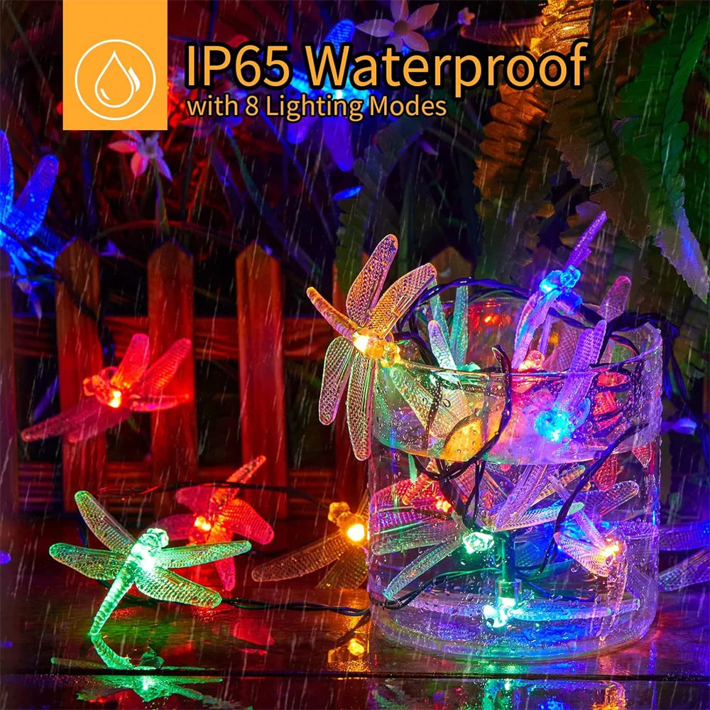 Solar Dragonfly Fairy String Lights â€“ 20 LED Waterproof Outdoor/Indoor Decorative Accent | Garden, Fence, Patio, Party | Trufairs