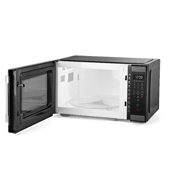 Hamilton Beach 1.1 Cu ft Countertop Microwave Oven, White and Stainless Steel