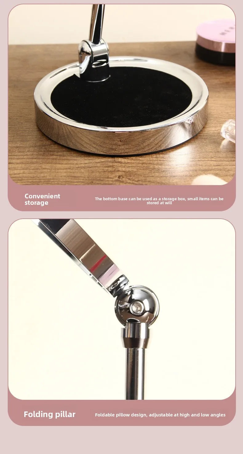 8 Inch Makeup Mirror With Light Lamp 5/7/10X Magnification 3 Color Lights,Adjustable Brightness Height Standing Cosmetic Mirror