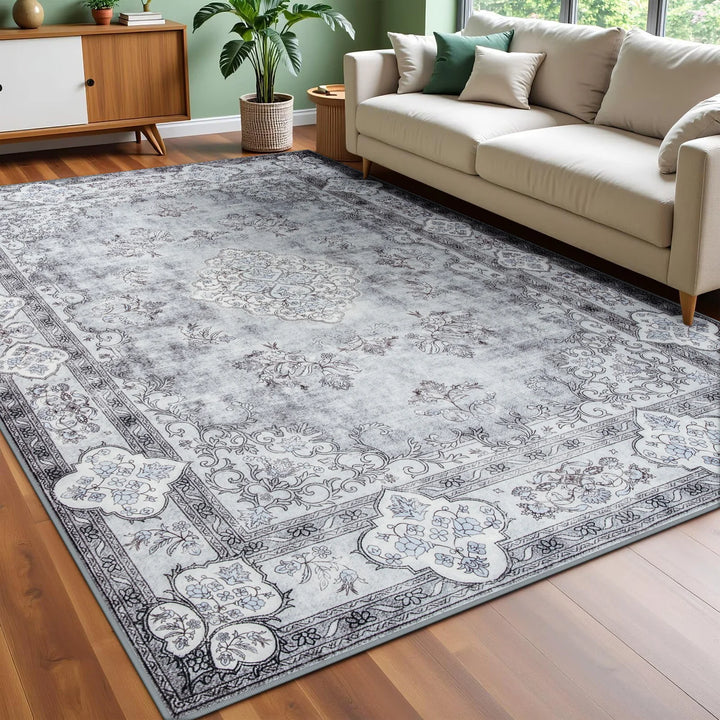 Area Rugs for Living Room Elegant Floral Traditional Faux Wool Area Rug