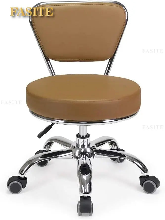 Nordic Short Stool Adjustable 13-15 Rolling Pneumatic, Paded Shower Bench Back-Support