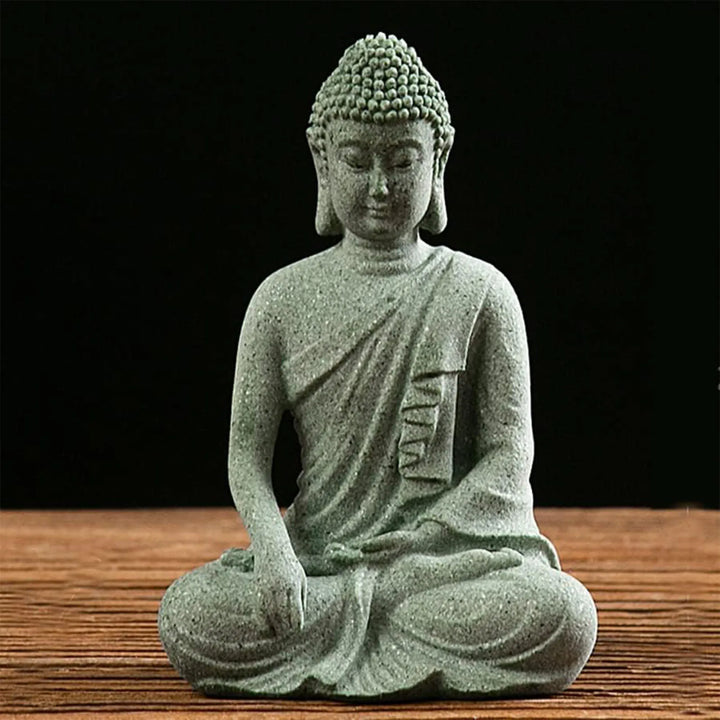 Green Sandstone Statue – Zen Buddhist Sculpture for Home & Meditation Room Décor | Trufairs