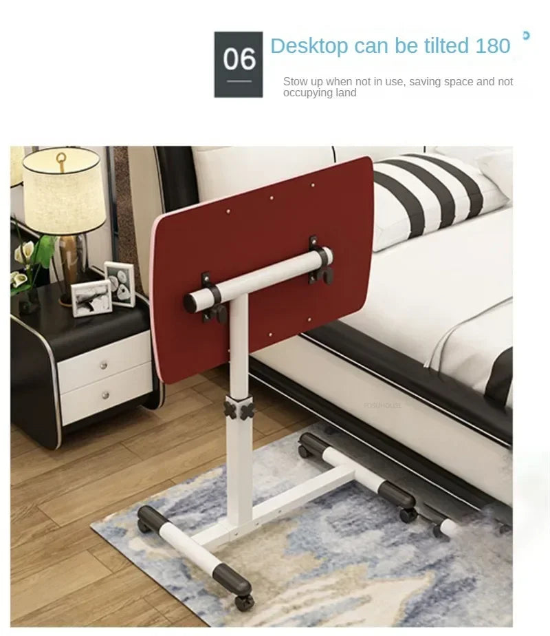 Creative Foldable Computer Desks Living Room Sofa Lazy Bed Office Desk with Wheels Lifting Bedside Table European Home Furniture