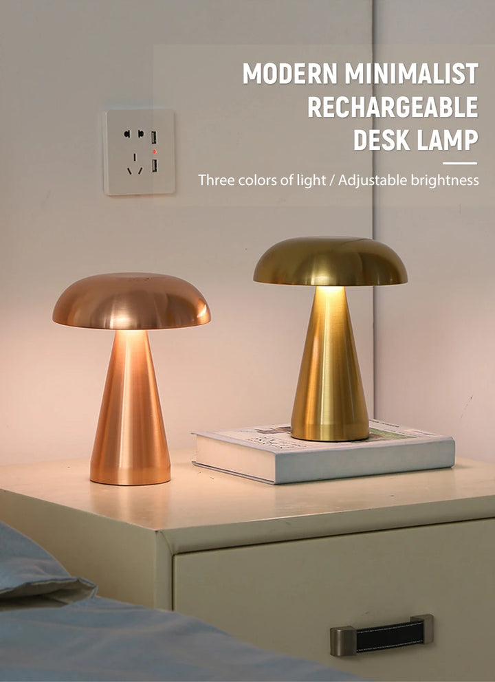 Retro table lamp Mushroom LED Night Light Rechargeable desk lamp Touch Sensor Reading Lights  for bedroom  Restaurant Bar Decor