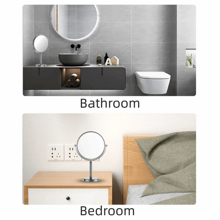 Double Sided Desktop Makeup Mirror 360 Rotating Waterproof Magnifying Cosmetic Mirror Round Free Standing Swivel Vanity Mirror