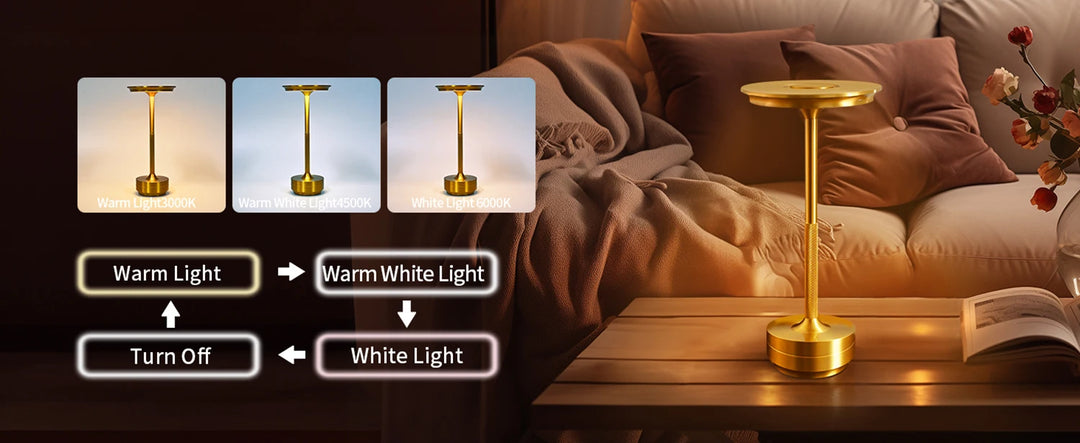 2PCS Rechargeable Wireless Table Lamp for Bedroom, Rechargeable, Touch Lamp, Camping Candle, Creative, USB-C, Desk Lamp