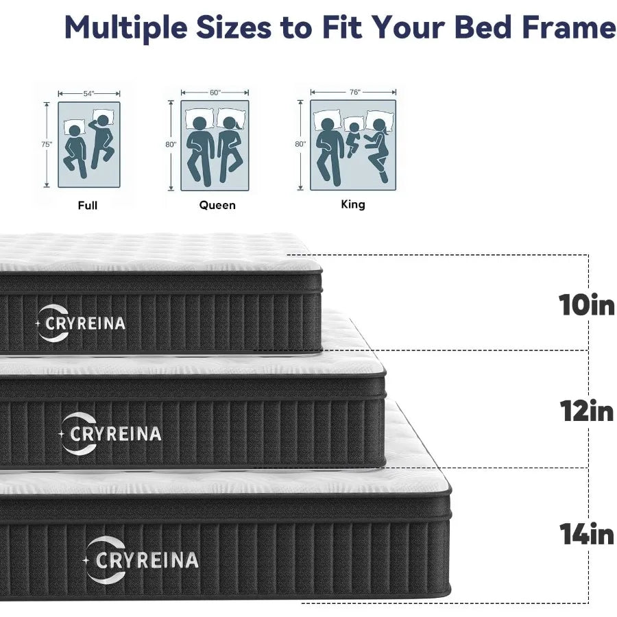 Queen Mattress 14 Inch Queen Hybrid Mattress in a Box Upgrade Individually Pocket Springs Medium Firm Pressure Relief Breathabl
