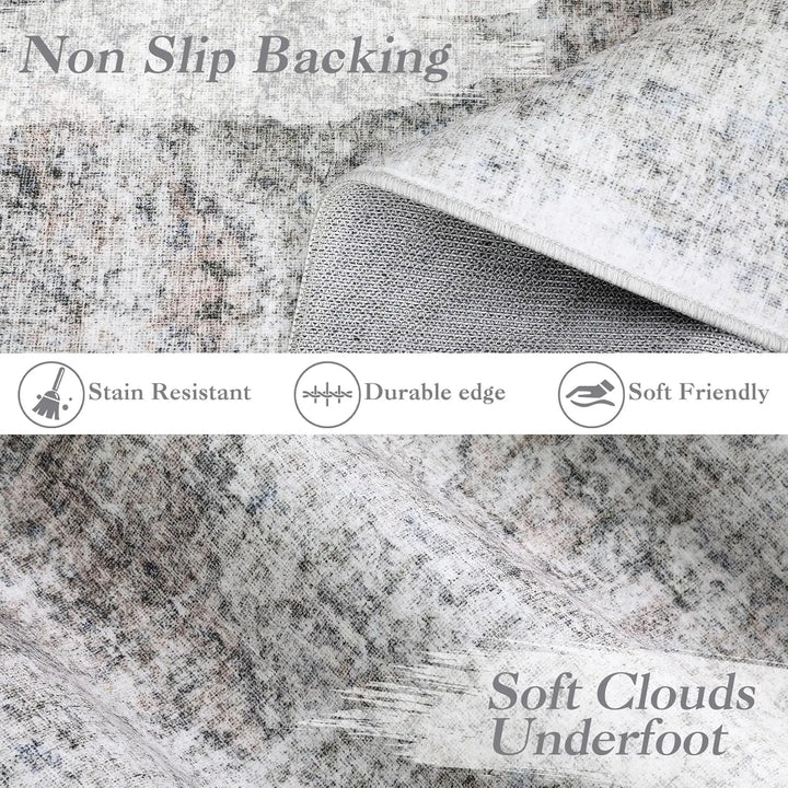 Washable Area Rug Stain-Resistant Throw Rug Indoor Carpet with Non-Slip Backing Foldable Floor Cover for Living Room, Bedroom