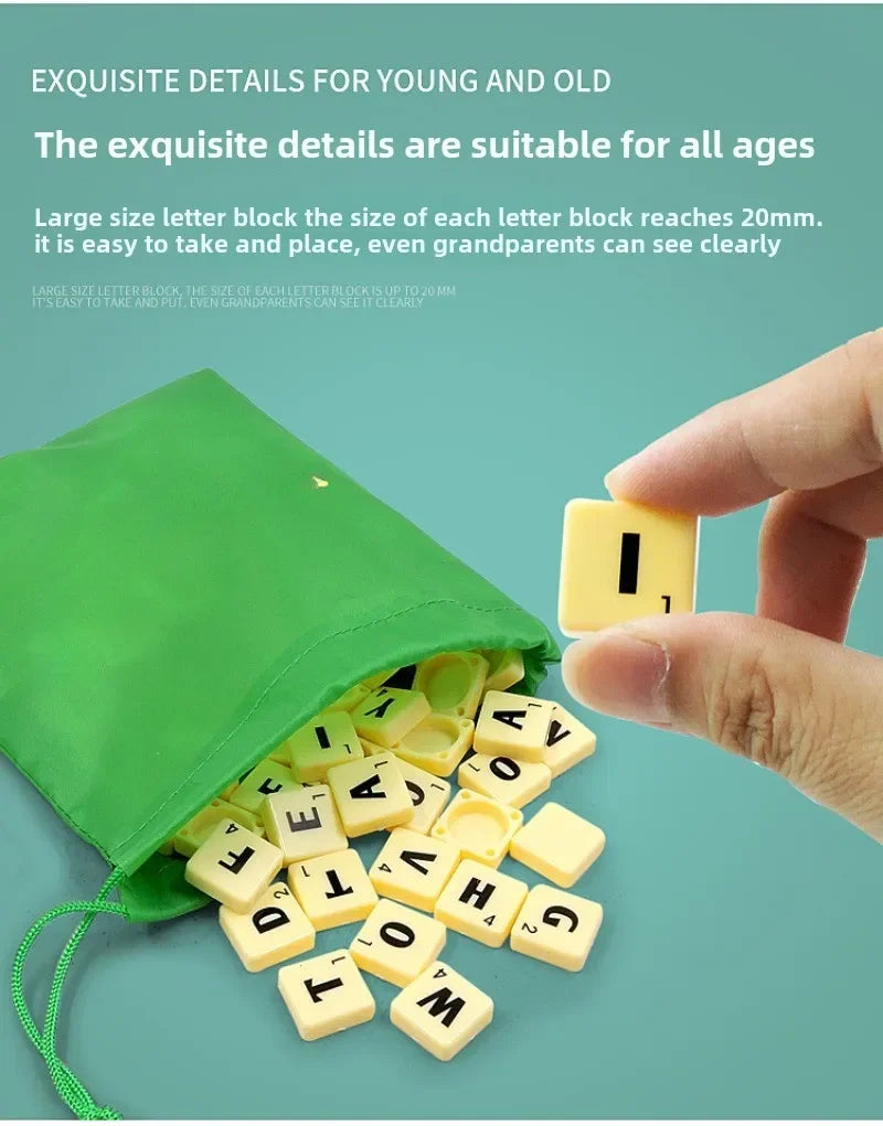 2-4 People English Spelling Solitaire Box Alphabet Chess Educational Toys Travel English Alphabet Scrabble Puzzle Board Game