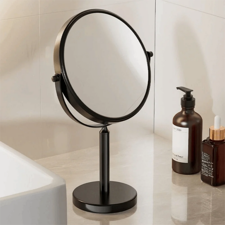Double Sided Desktop Makeup Mirror 360 Rotating Waterproof Magnifying Cosmetic Mirror Round Free Standing Swivel Vanity Mirror
