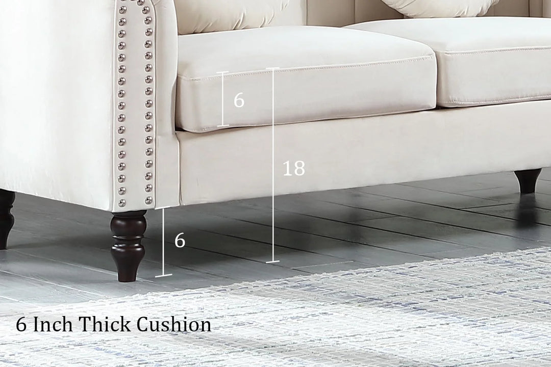 3pcs Chesterfield Sofa Couches Set with 5 Pillows Modern Sofas for Living Room, Bedroom, Office Comfortable Couch Leisure Sofa