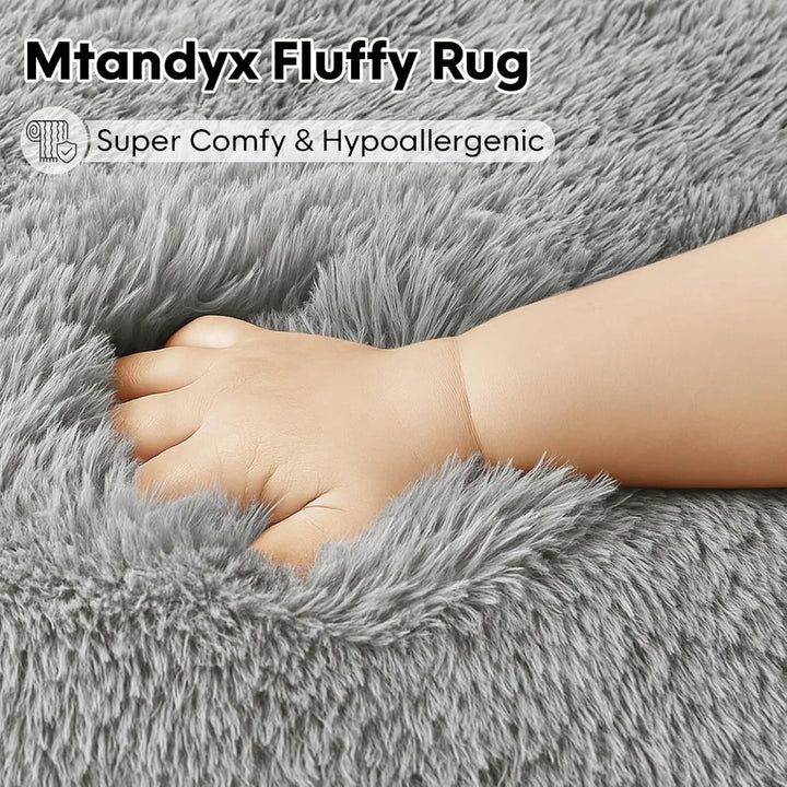 Spacious 9x12 Living Room Rug, Plush Shag for Bedrooms, Anti-Slip Ultra Plush Rug, Modern Plush Carpet for Kids