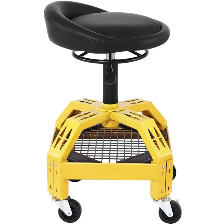 Rolling Garage Stool 300LBS Capacity Adjustable Height from 24 in to 28.7 in Mechanic Seat with 360degree Swivel Wheels and To