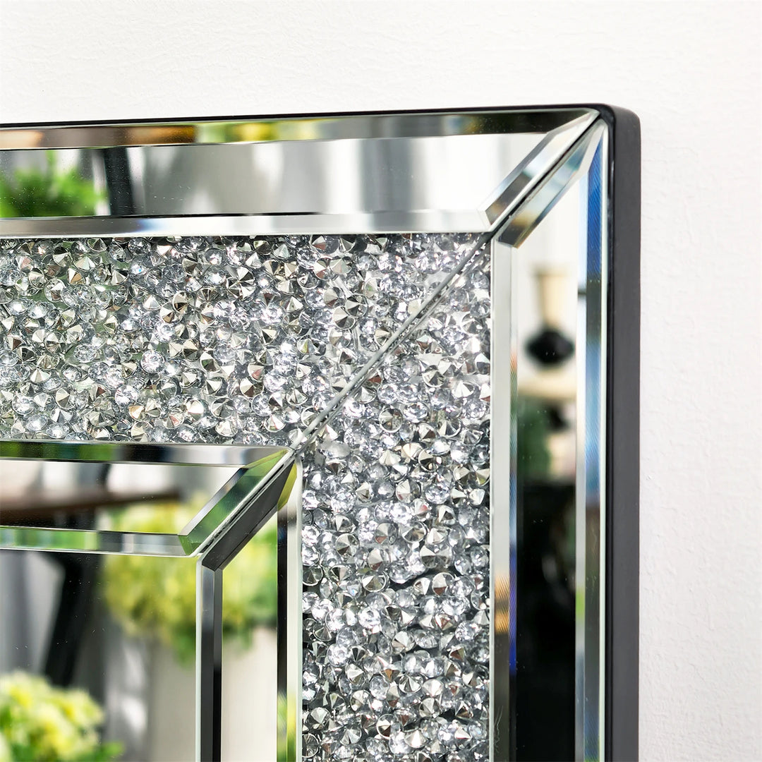 120x60cm LED Full Length Mirror with 7 Colors RGB Lights and Crushed Diamond Full Body Wall Mirror for Living Room, Bedroom