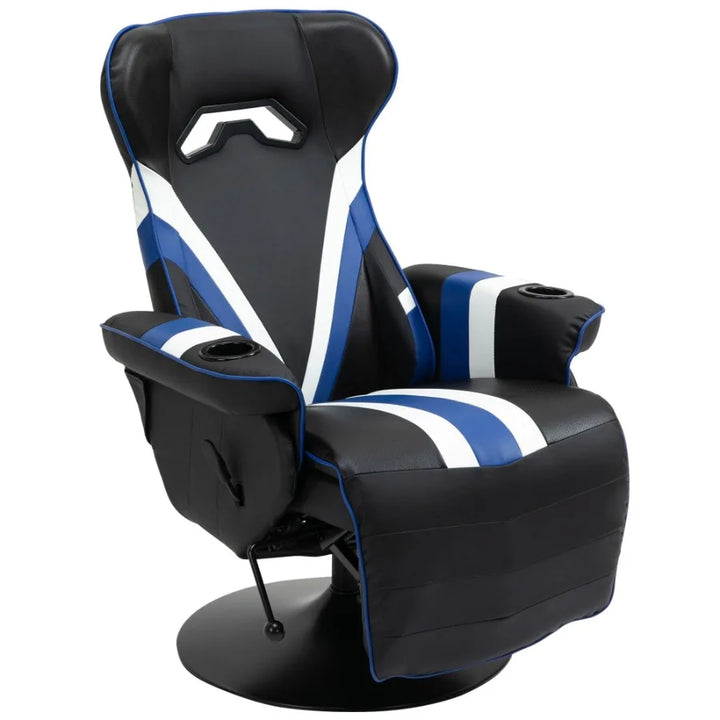 Vinsetto Racing Style Reclining Gaming Chair Computer Reclining Chair with Lumbar Support Footrest and Cup Holder Black White B