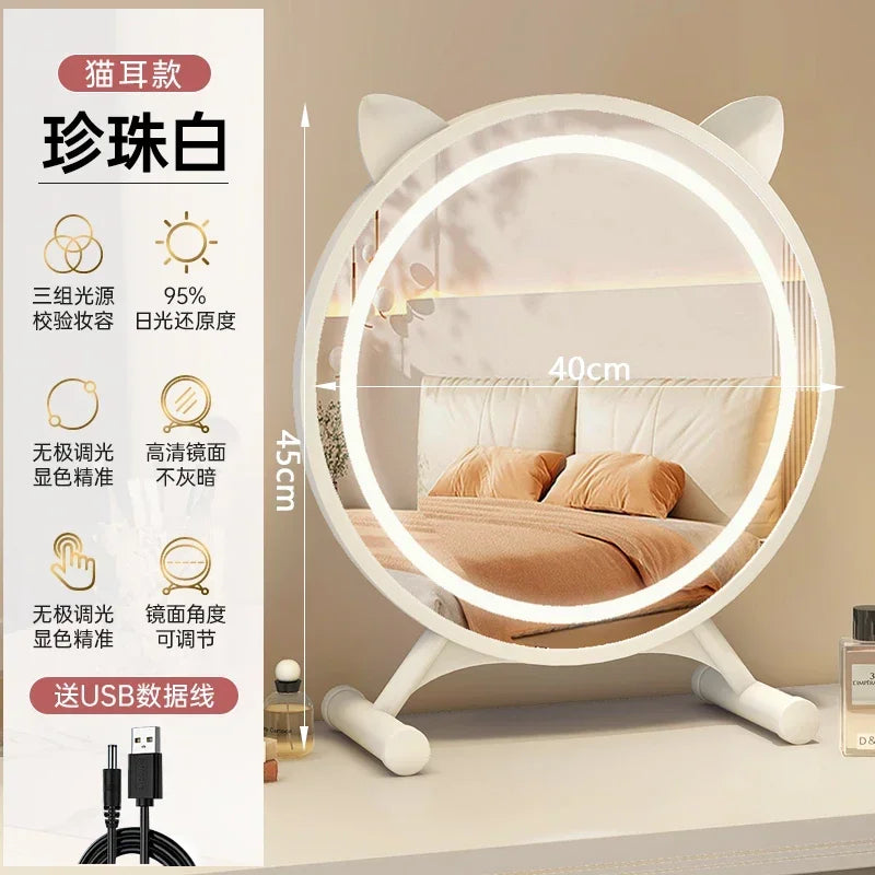 Unique Makeup Mirror Compact Korean Bedroom Funky Girl Aesthetic Items Art Circular Mirror Cosmetics Vestidores Decoracao Quarto