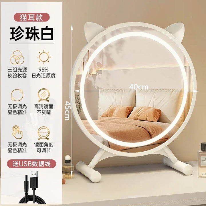 Unique Makeup Mirror Compact Korean Bedroom Funky Girl Aesthetic Items Art Circular Mirror Cosmetics Vestidores Decoracao Quarto