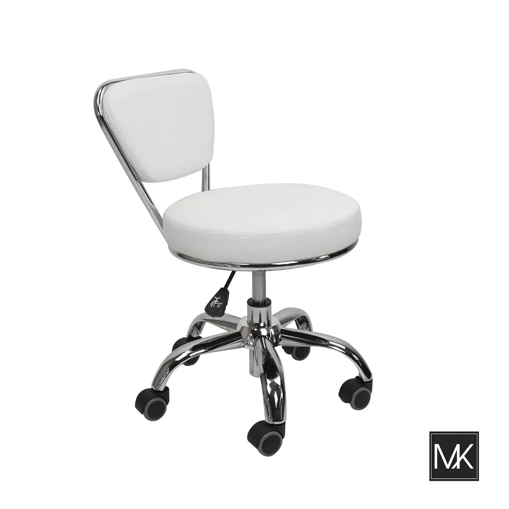 Dayton White Pneumatic Adjustable Rolling Salon Nail Pedicure Stool and Chair