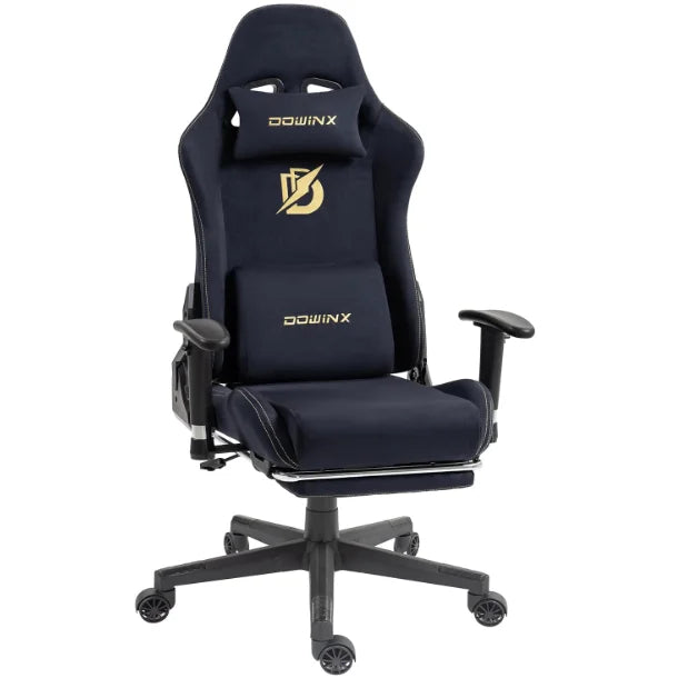 Dowinx Gaming Chair with Massage Lumbar Support, Suede Fabric Ergonomic Computer Chair with Footrest for Adults