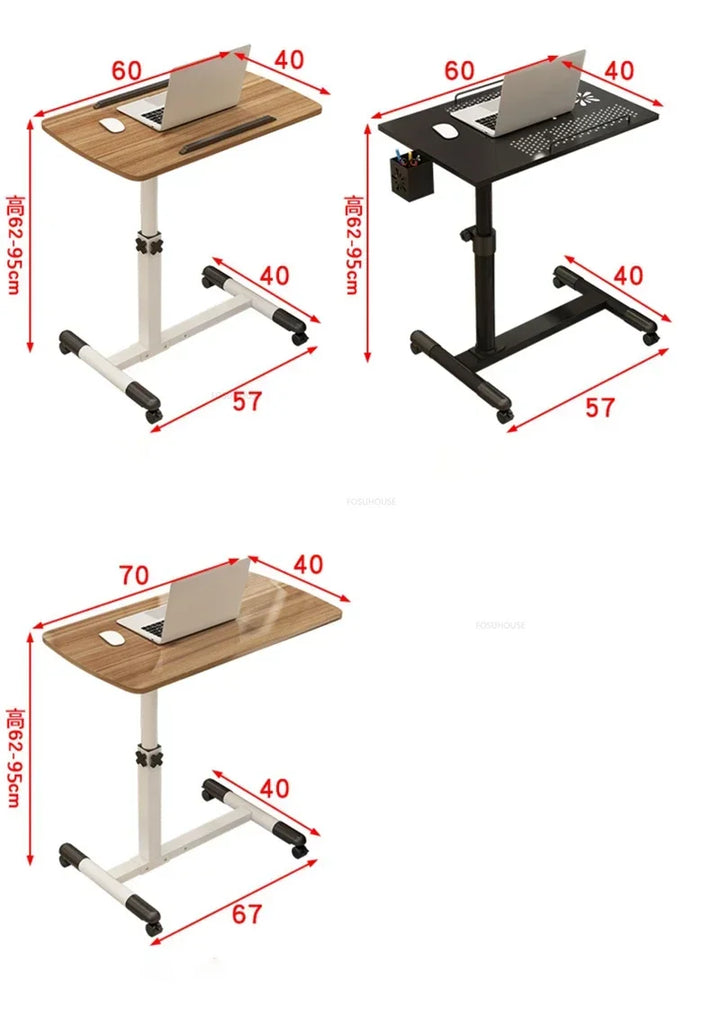 Creative Foldable Computer Desks Living Room Sofa Lazy Bed Office Desk with Wheels Lifting Bedside Table European Home Furniture