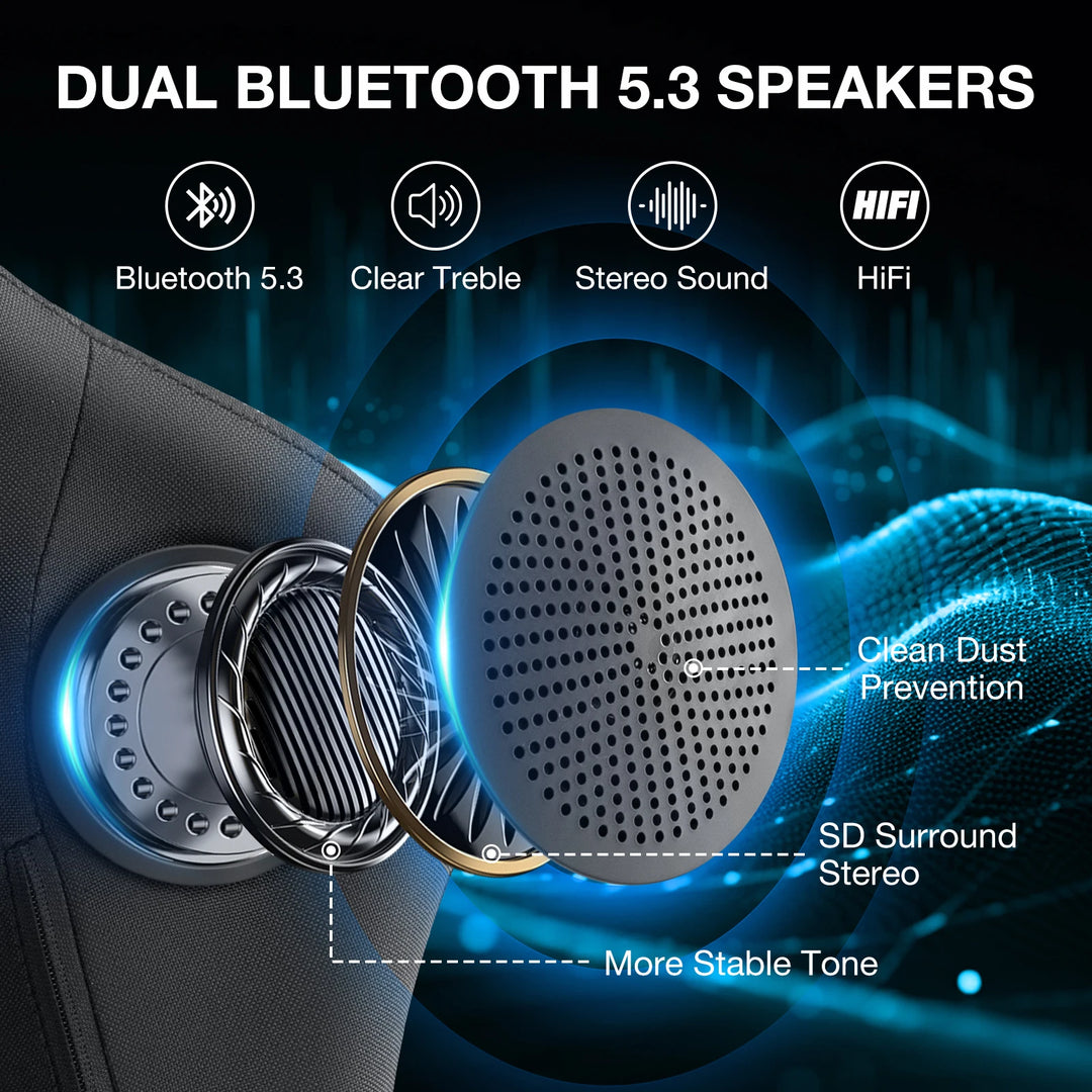 Breathable Gaming Chair With Lumbar Cushion Bluetooth Speaker Dual Function Point Massage Height Adjustable Office Computer Chai