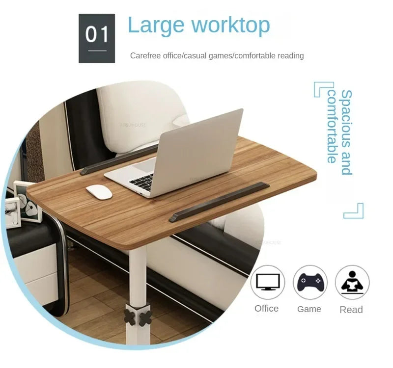 Creative Foldable Computer Desks Living Room Sofa Lazy Bed Office Desk with Wheels Lifting Bedside Table European Home Furniture