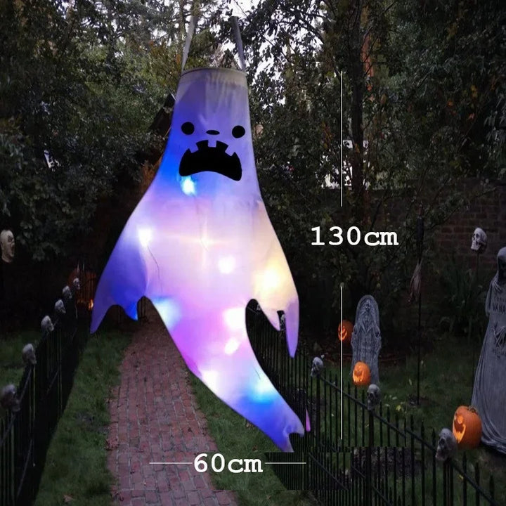 42/130cm Halloween Outdoor Ghost pendant LED Lights Battery Power Ghost Horror Grimace Glowing Party Props Halloween Decoration