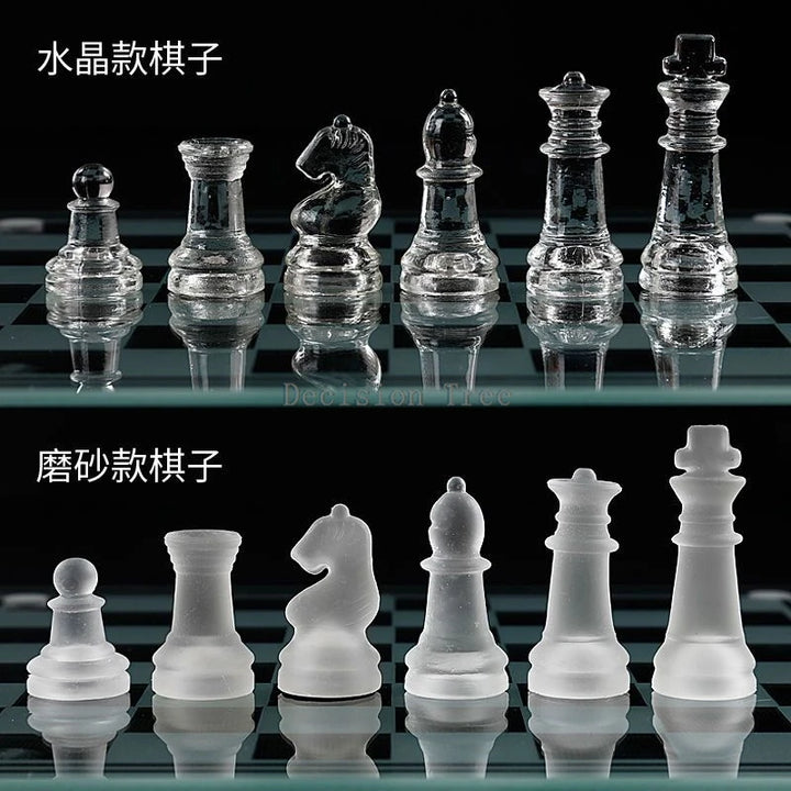 2024 glass crystal occidental chess children casual puzzle backgammon elegant transparent entertainment chessboard chessman set