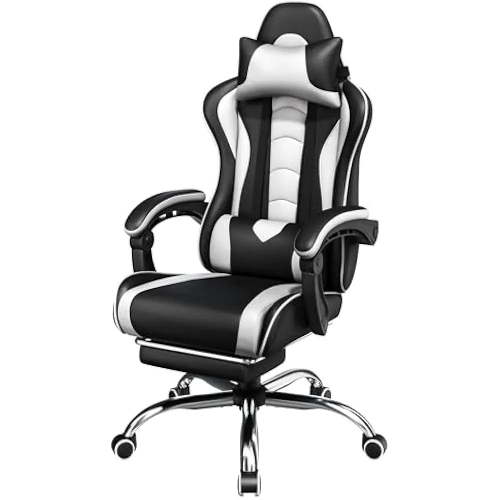 Ergonomic Gaming Chair with Swivel Seat&Headrest, Adjustable Video Game Chair with Massage Lumbar Support and Footrest Height