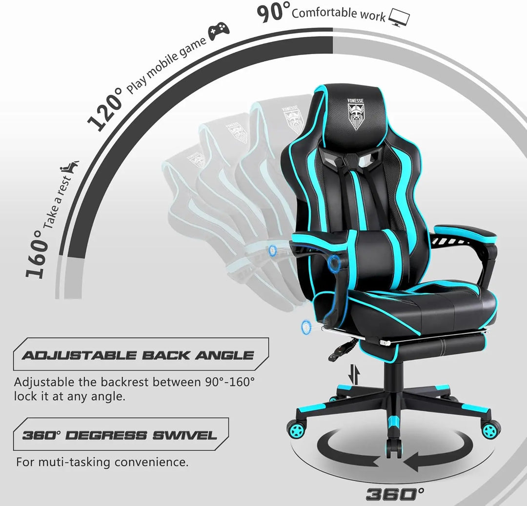 Gaming Chair for Adults Gaming Chairs with Footrest Reclining Computer Chair for Heavy People Big a