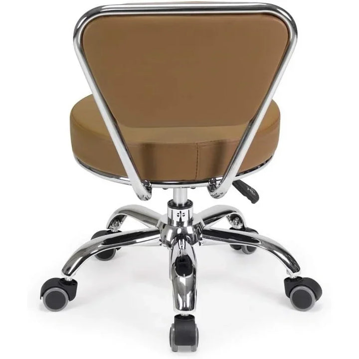 Nordic Short Stool Adjustable 13-15 Rolling Pneumatic, Paded Shower Bench Back-Support