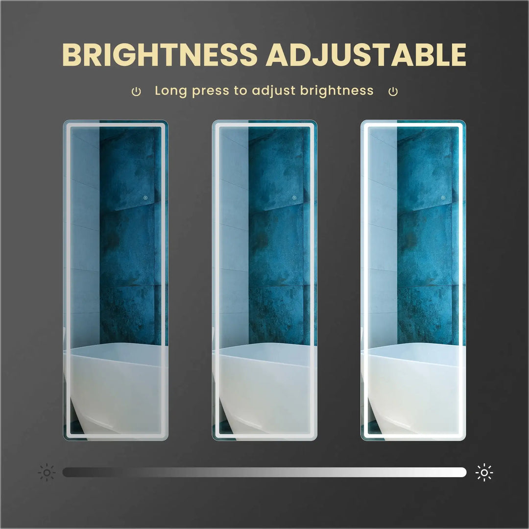 Led Full Body Mirror 64"x 21"Rectangle Wall Mounted Free Standing Leaning for Home, White