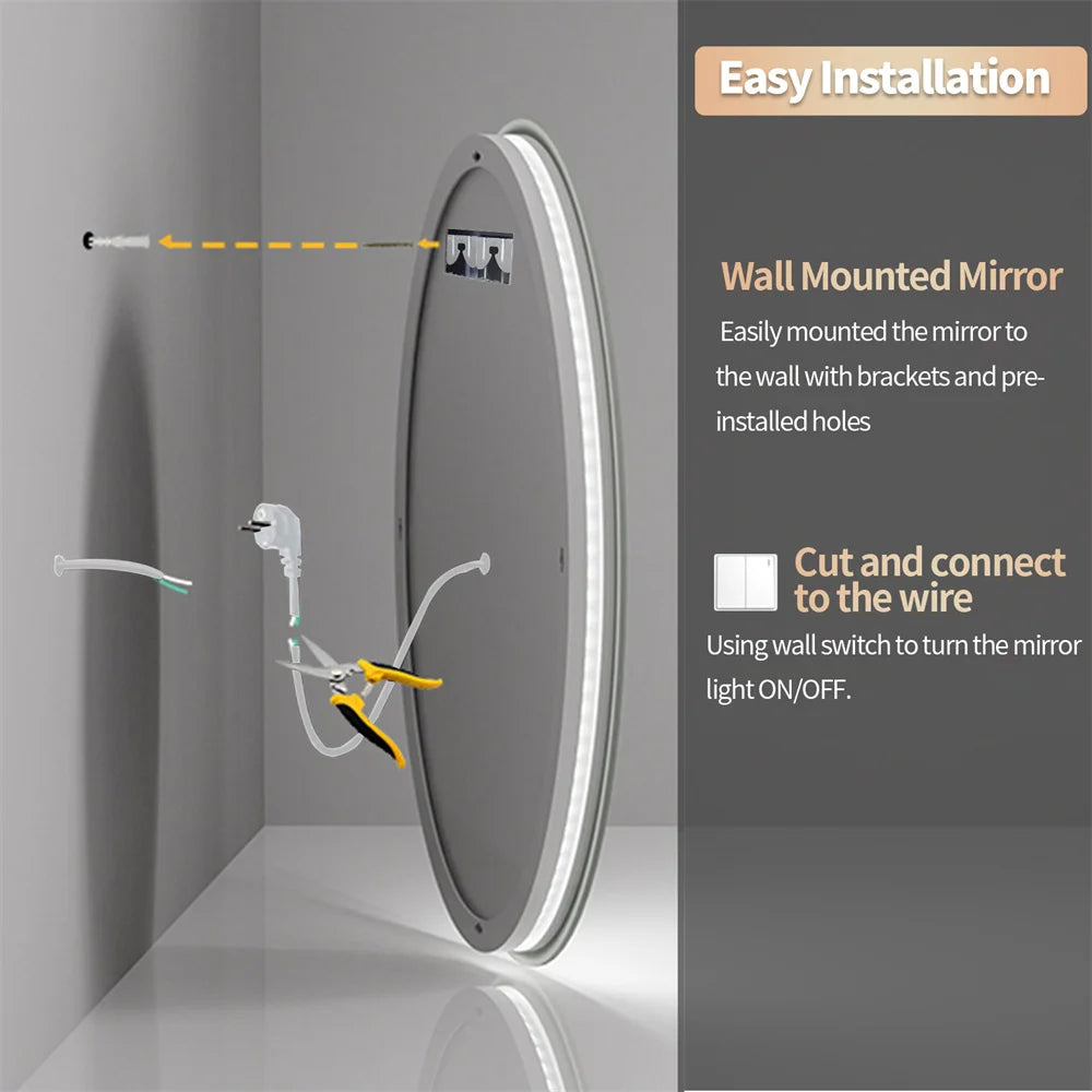80 cm Round LED Backlit Bathroom Vanity Mirror – Anti-Fog, Touch Sensor | Trufairs