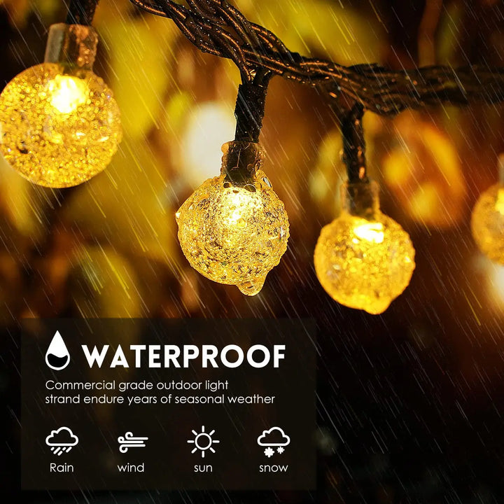 Solar Crystal Ball String Lights â€“ 4 Colors, 8 Modes Outdoor Garden & Balcony Accent | Eco-Friendly LED Decor | Trufairs